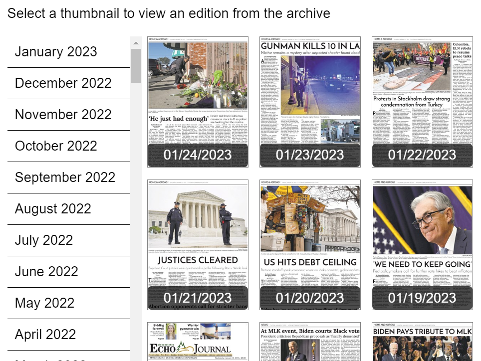 E-paper highlights: Jan. 19-25, 2023, Echo Journal headlines from our e-editions - Vimarsana News
