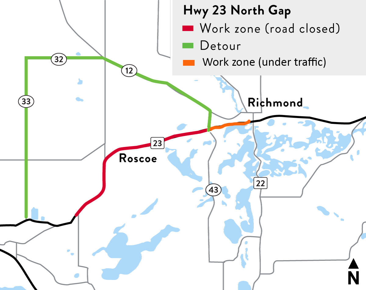 Main detour begins May 16 for Minnesota Highway 23 North Gap project from Paynesville to Richmond - Vimarsana News