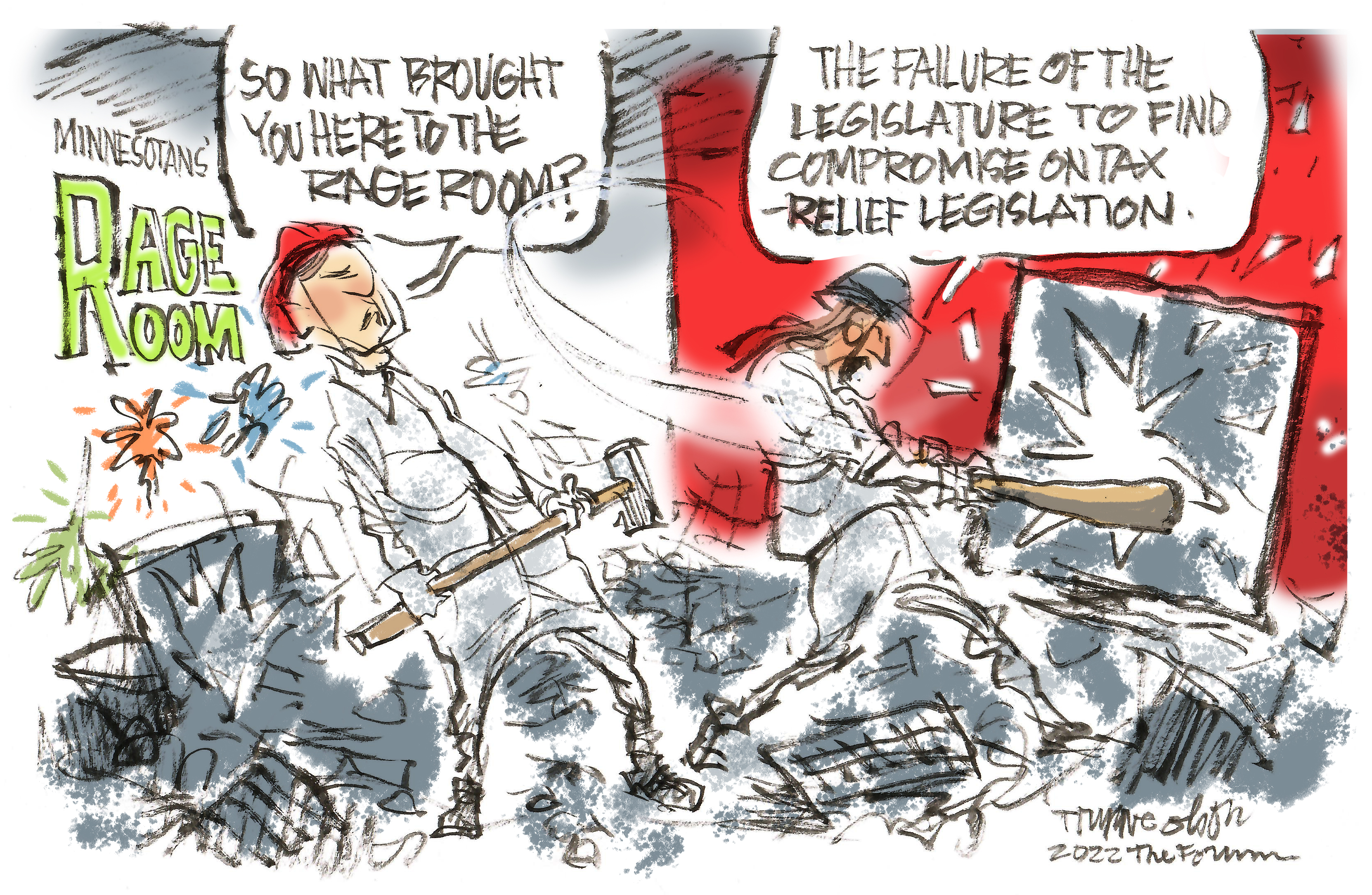 Trygve Olson cartoon: Rage Room - Vimarsana News