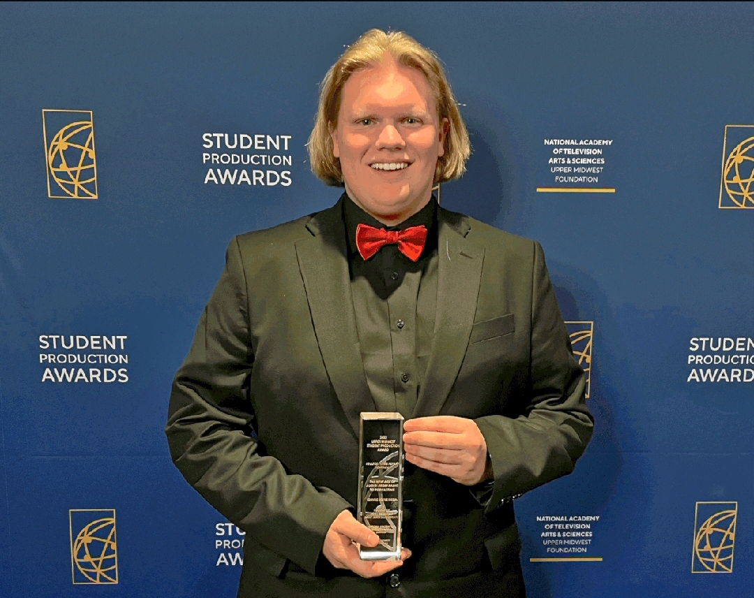 Cole Milz receives crystal pillar student production award - Vimarsana News