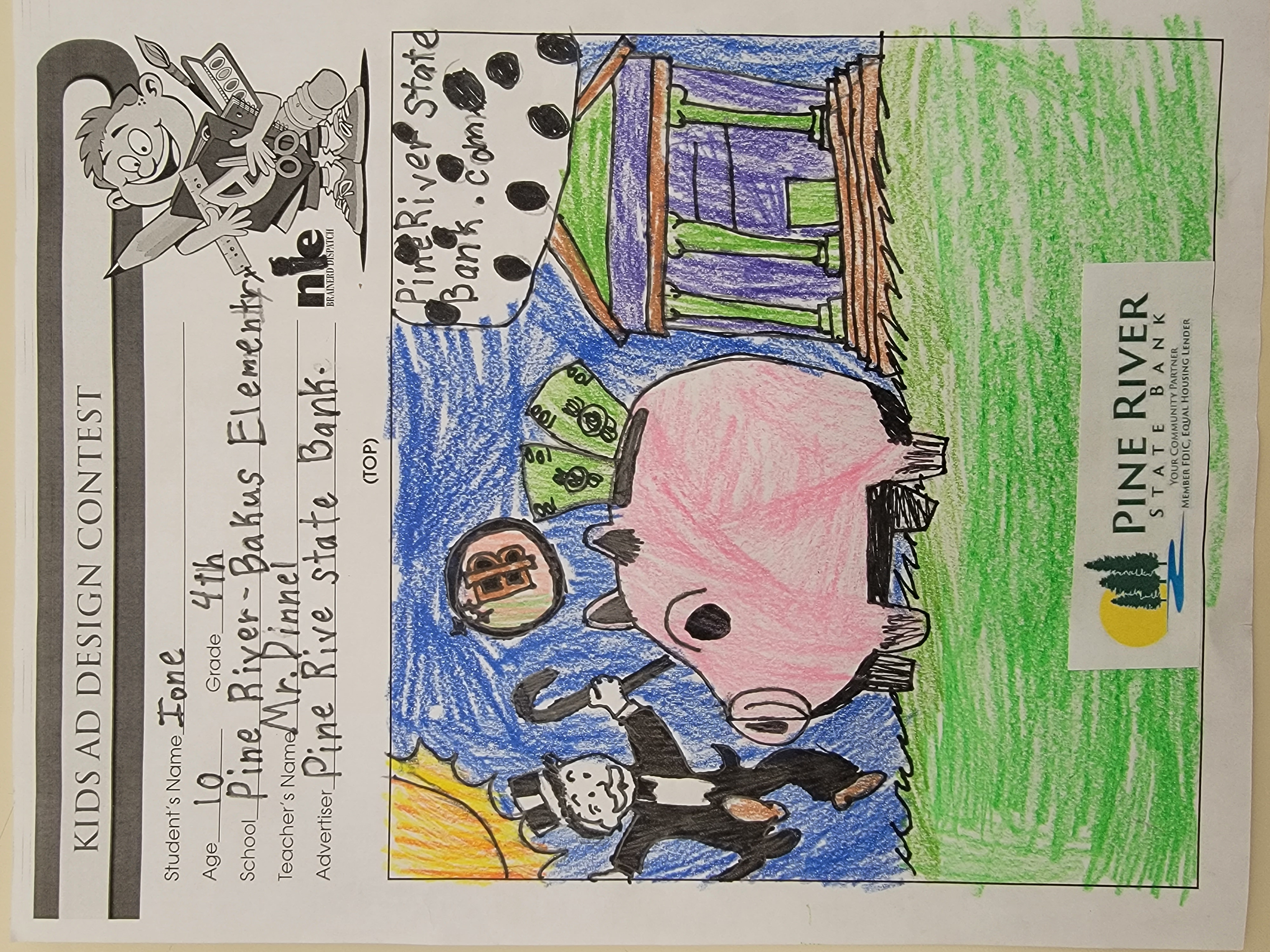 Kids Ad Design Contest - Mr. Dinnel's 4th Grade Class - Pine River State Bank - Vimarsana News