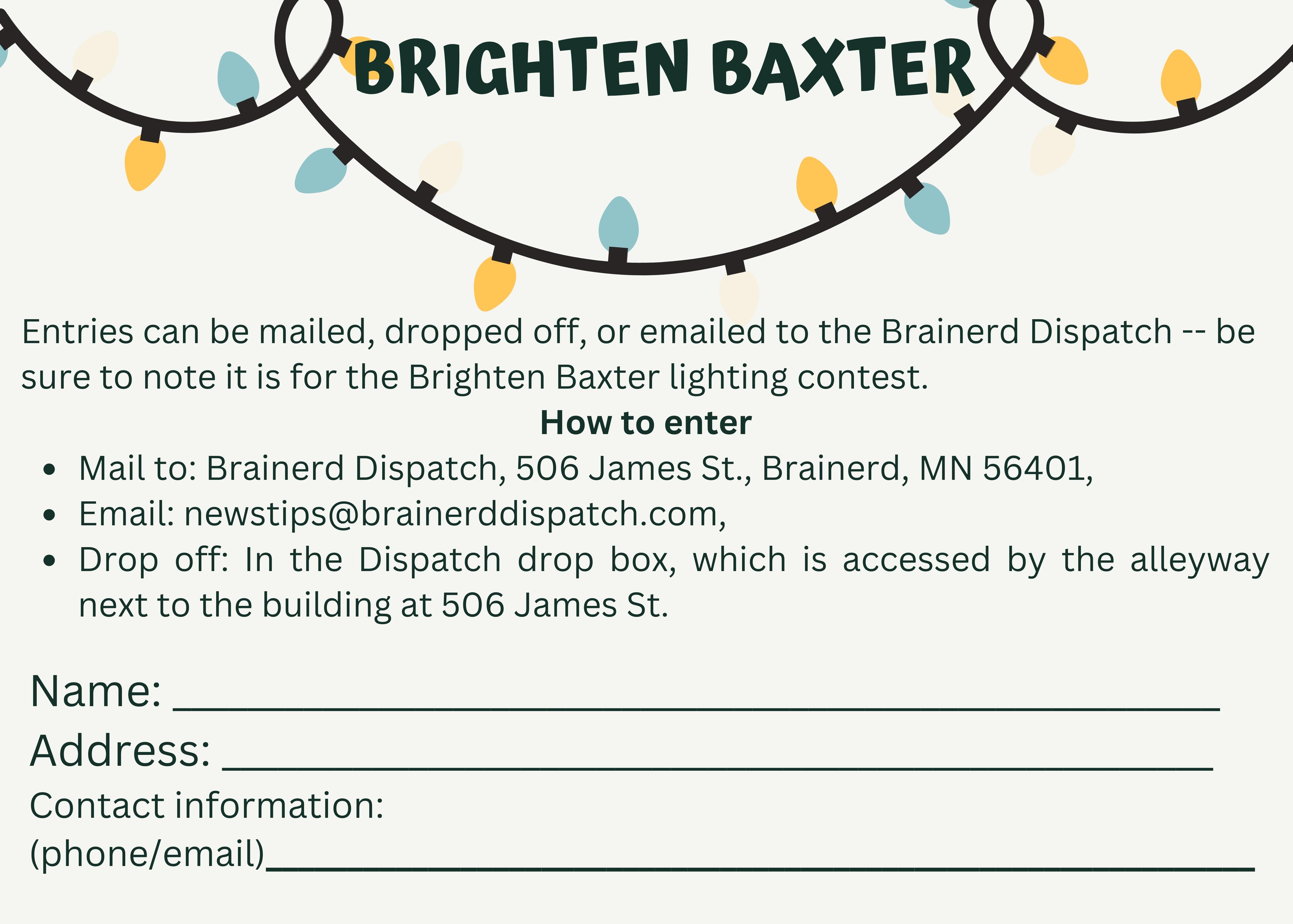 Deadline approaches for Brighten Baxter entries - Vimarsana News