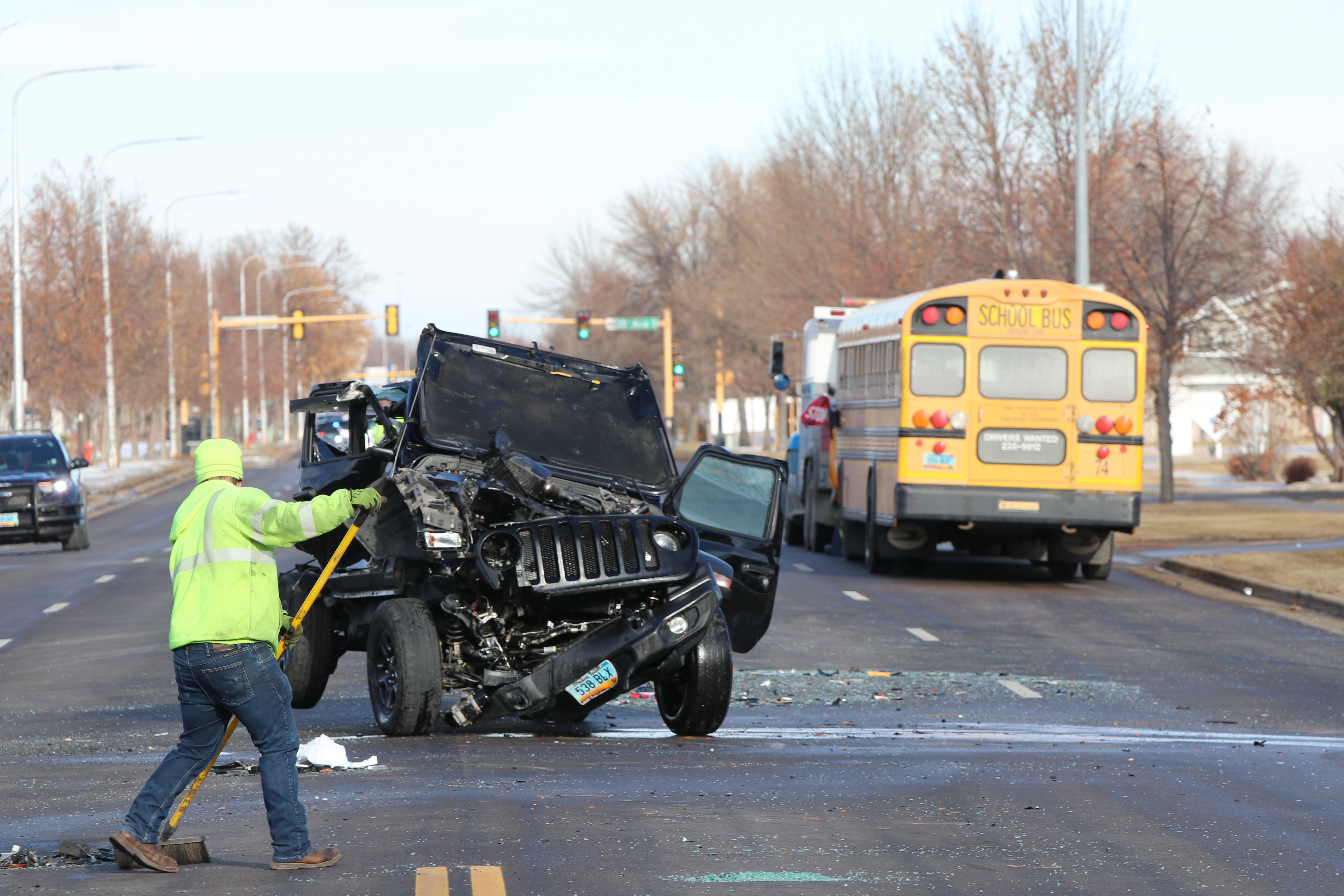 2 drivers seriously injured in crash with school bus in south Fargo - Vimarsana News